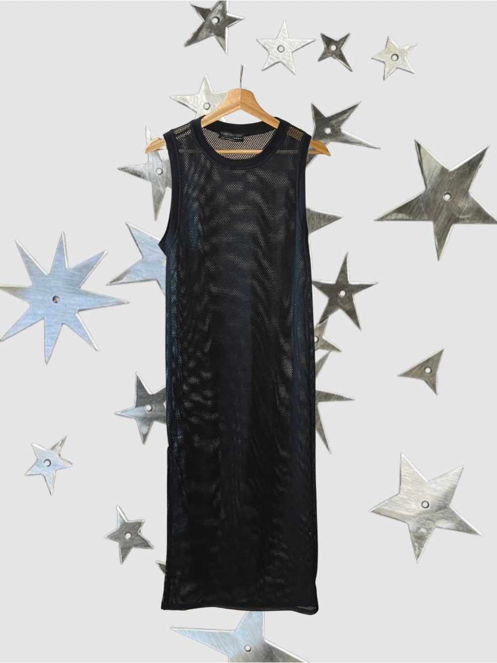 Black Mesh Sleeveless Midi Dress
